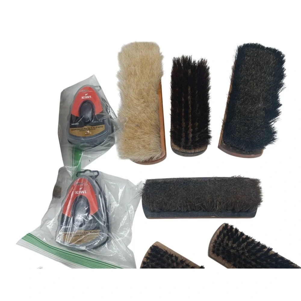 Vintage 30 PC Wooden Shoe Valet Shoe Shine Box Kit w/ Brushes & Polish
